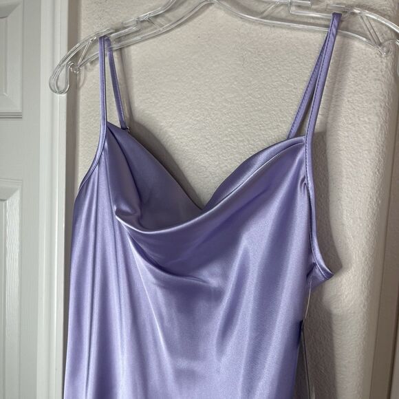 bebe Lavender Satin Cowl Neck Slip Midi Dress Women’s Size Small - Picture 2 of 10
